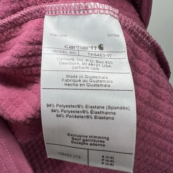 Carhartt Force Relaxed Fit Long Sleeve Mock Neck Pullover Womens Small Pink NWT - Picture 10 of 14